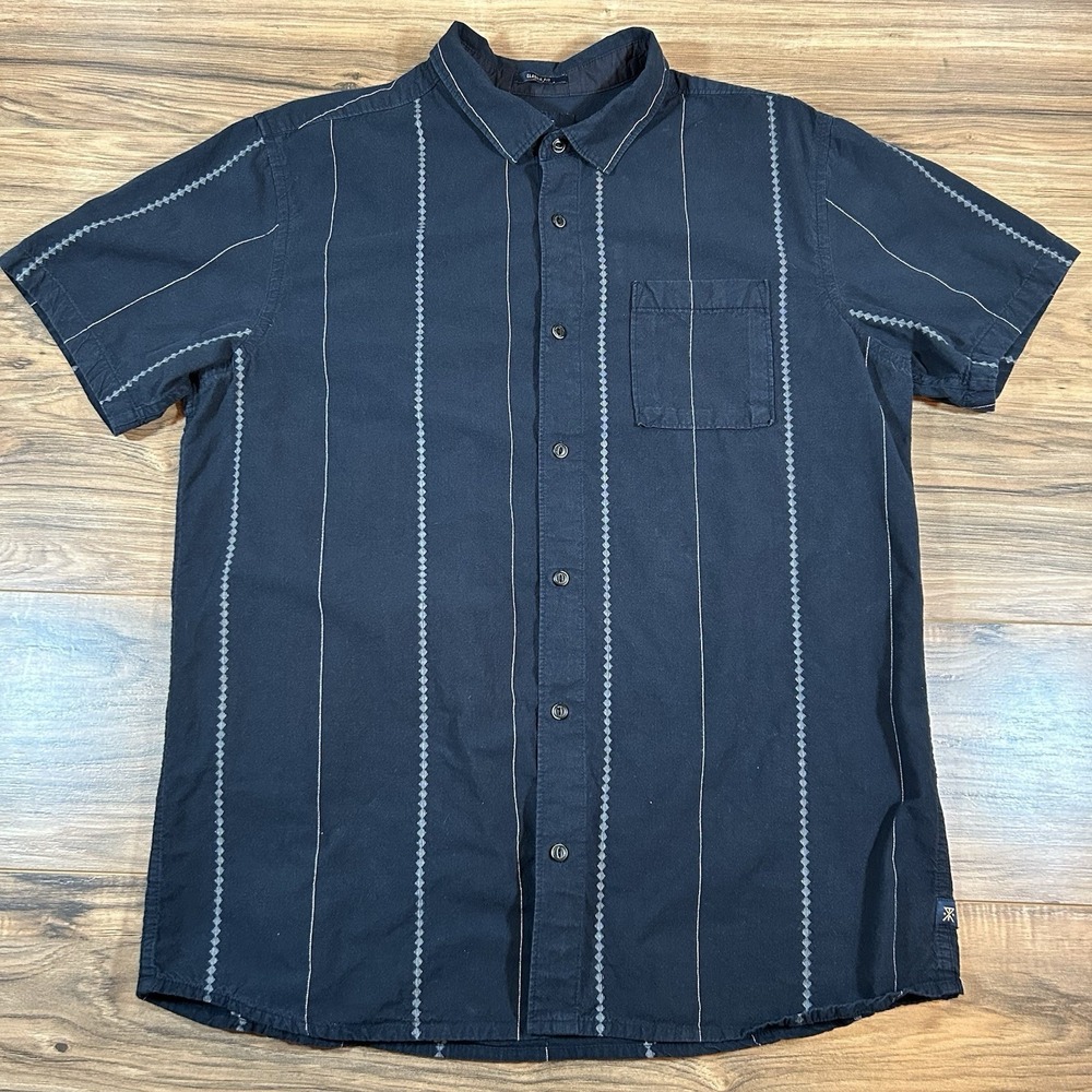 Roark Journey Stripes Mens LG |Black| Short Sleeve Button Up Shirt